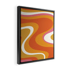 Retro Dream Liquid Swirls Abstract Ochre Orange Pink Cream Framed Canvas Print Gallery Image 2