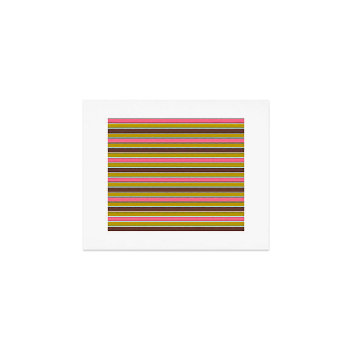 Retro Eclectic Watercolor Paper Stripes Pattern Pink Chartreuse Brown Blue Cream Art Print Gallery Image 1