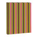Retro Eclectic Watercolor Paper Stripes Vertical Pattern Pink Chartreuse Brown Blue Cream Canvas Print Gallery Image 6