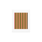 Retro Eclectic Watercolor Paper Stripes Vertical Pattern Pink Chartreuse Brown Blue Cream Art Print Gallery Image 1