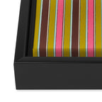 Retro Eclectic Watercolor Paper Stripes Vertical Pattern Pink Chartreuse Brown Blue Cream Framed Canvas Print Gallery Image 3