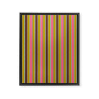 Retro Eclectic Watercolor Paper Stripes Vertical Pattern Pink Chartreuse Brown Blue Cream Framed Canvas Print Gallery Image 6