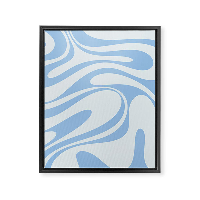 Retro Fantasy Swirl Abstract in Powder Blue Framed Canvas Print Gallery Image 1