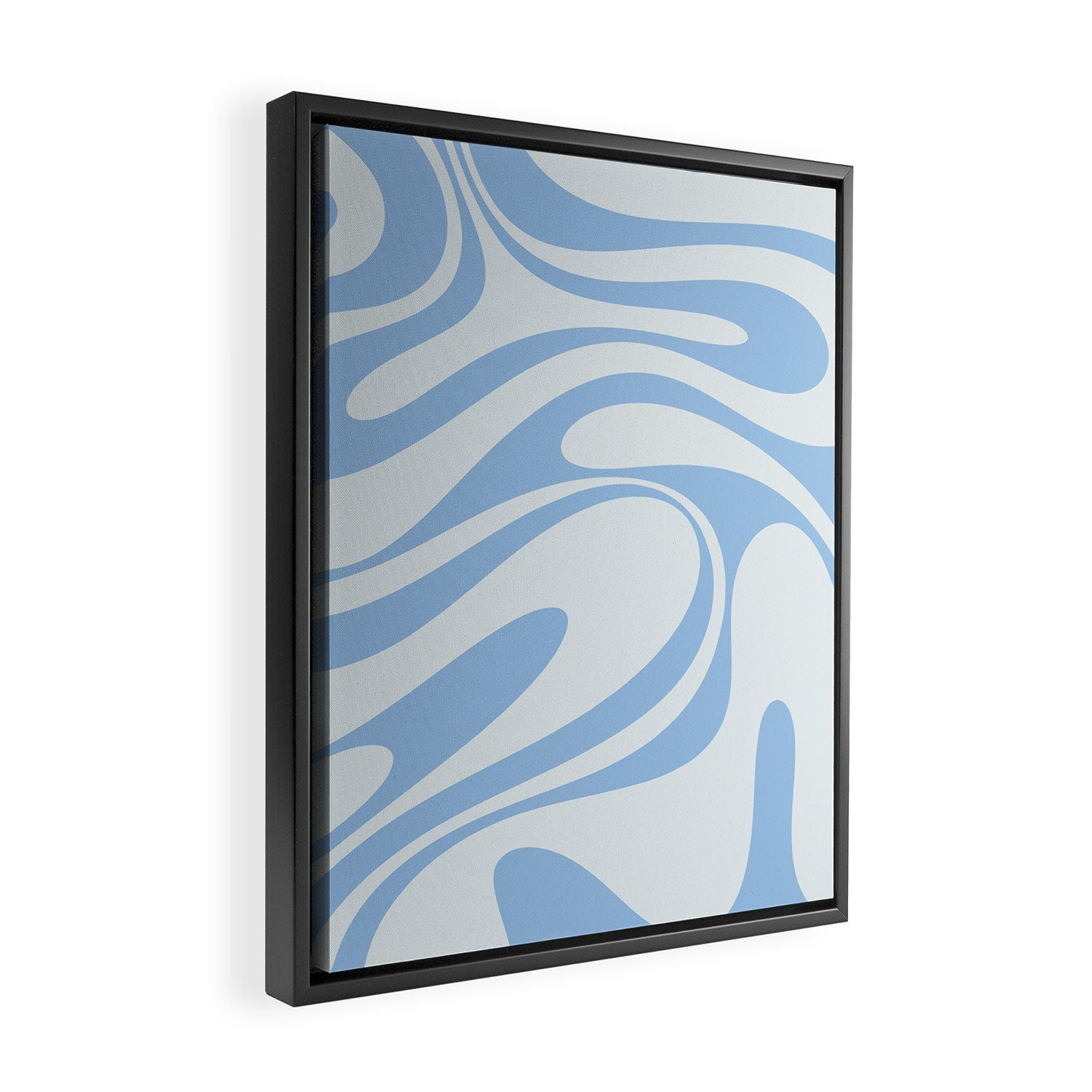 Retro Fantasy Swirl Abstract in Powder Blue Framed Canvas Print Gallery Image 2