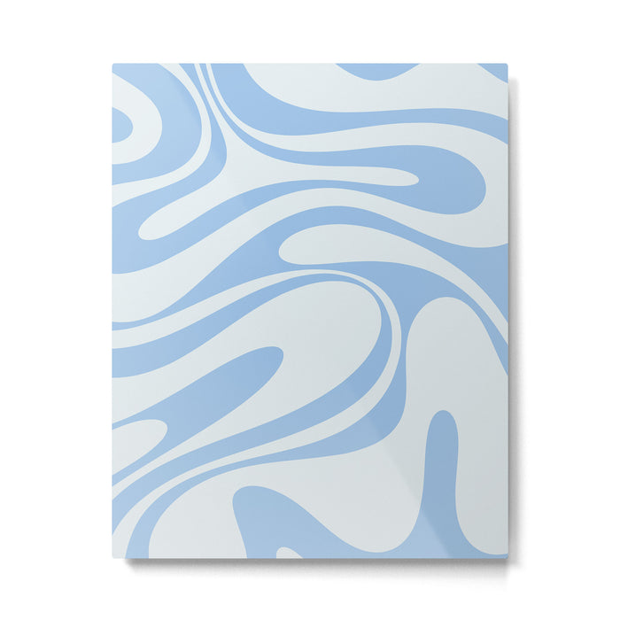 Retro Fantasy Swirl Abstract in Powder Blue Metal Print Gallery Image 1