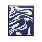 Retro Fantasy Swirl Abstract in Blue and Cream Framed Canvas Print Gallery Image 8