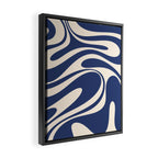Retro Fantasy Swirl Abstract in Blue and Cream Framed Canvas Print Gallery Image 2
