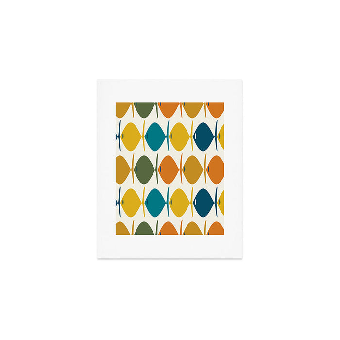 Retro Fish Mid Century Modern Multicolor Abstract Pattern Art Print Gallery Image 1