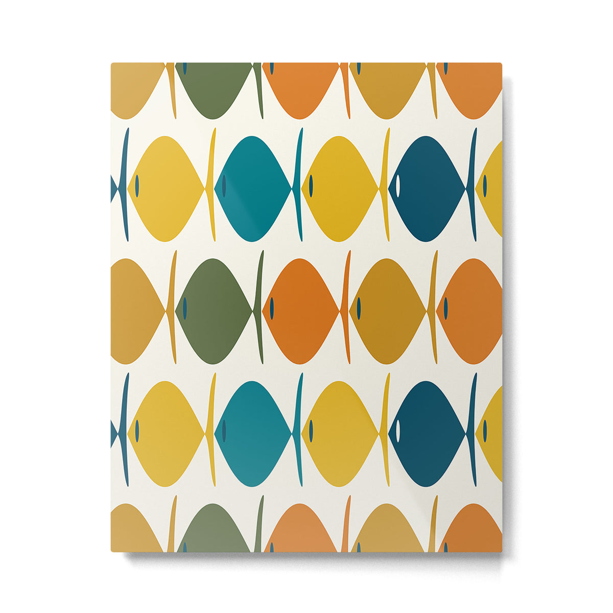 Retro Fish Mid Century Modern Multicolor Abstract Pattern Metal Print Gallery Image 6