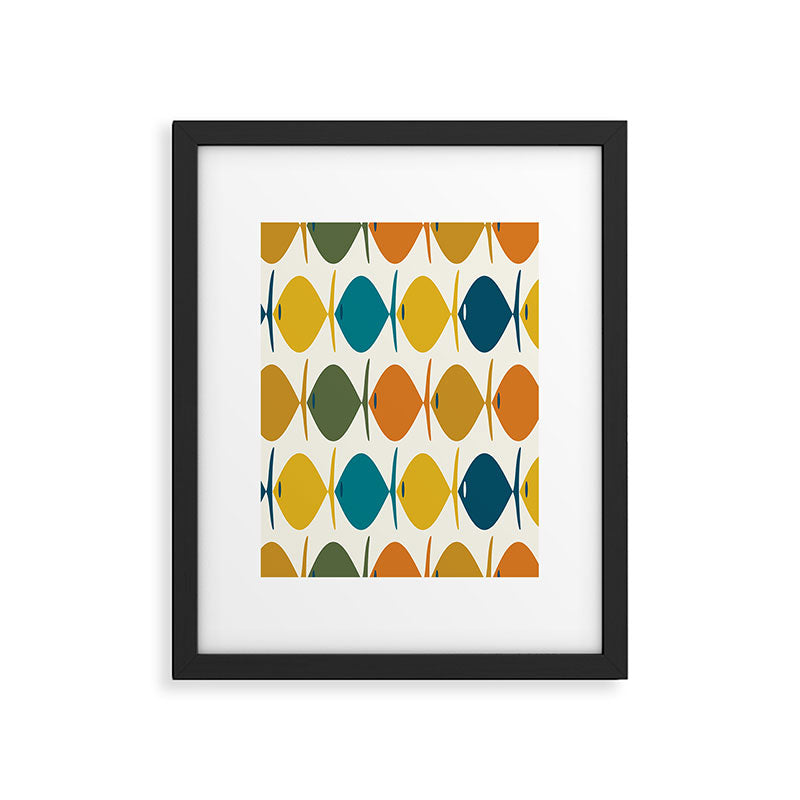 Retro Fish Mid Century Modern Multicolor Abstract Pattern Framed Art Print Gallery Image 6