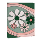 Retro Floral Daydream 60s Flowers Forest Green and Blush Pink Canvas Print Gallery Image 8