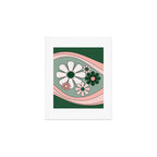 Retro Floral Daydream 60s Flowers Forest Green and Blush Pink Art Print Gallery Image 1