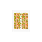 Retro Floral Stripe 60s 70s Aesthetic Pattern in Avocado Orange Brown Art Print Gallery Image 1