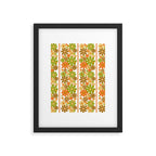 Retro Floral Stripe 60s 70s Aesthetic Pattern in Avocado Orange Brown Framed Art Print Gallery Image 6