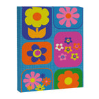 Retro Flower Patch Colorful Flowers on Blue Canvas Print Gallery Image 6