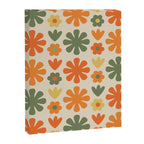 Retro Flowers Scandi Floral Grid Pattern in Mossy Olive Green Orange Mustard Canvas Print Gallery Image 8