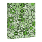 Retro Garden 60s 70s Lime Green Floral Gingham Flowers Pattern Canvas Print Gallery Image 8