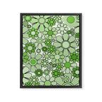 Retro Garden 60s 70s Lime Green Floral Gingham Flowers Pattern Framed Canvas Print Gallery Image 8