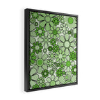 Retro Garden 60s 70s Lime Green Floral Gingham Flowers Pattern Framed Canvas Print Gallery Image 2