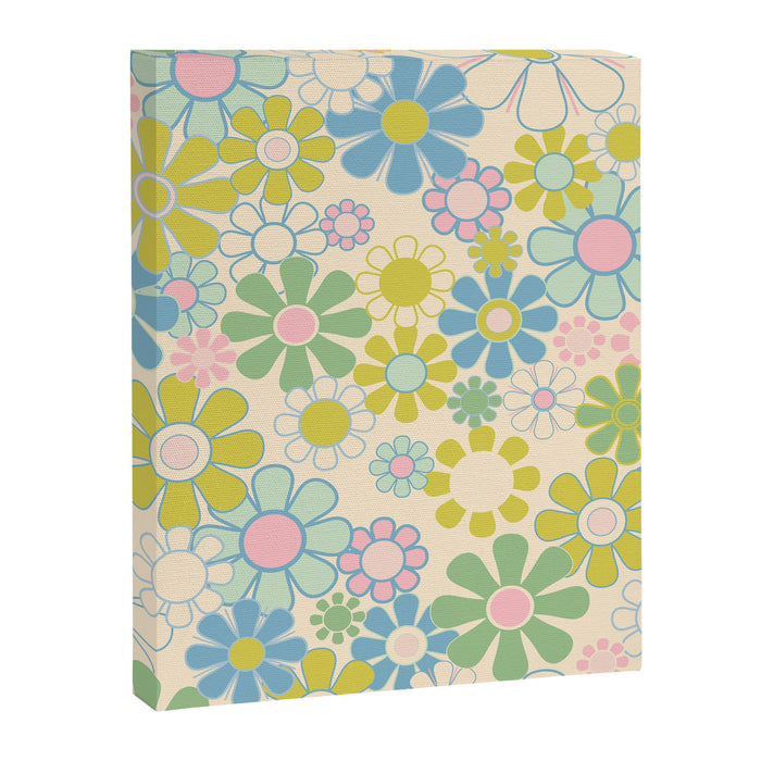 Retro Garden 60s 70s Pastel Floral Pattern on Cream Canvas Print Gallery Image 1