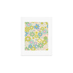 Retro Garden 60s 70s Pastel Floral Pattern on Cream Art Print Gallery Image 1