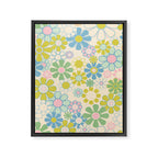 Retro Garden 60s 70s Pastel Floral Pattern on Cream Framed Canvas Print Gallery Image 8
