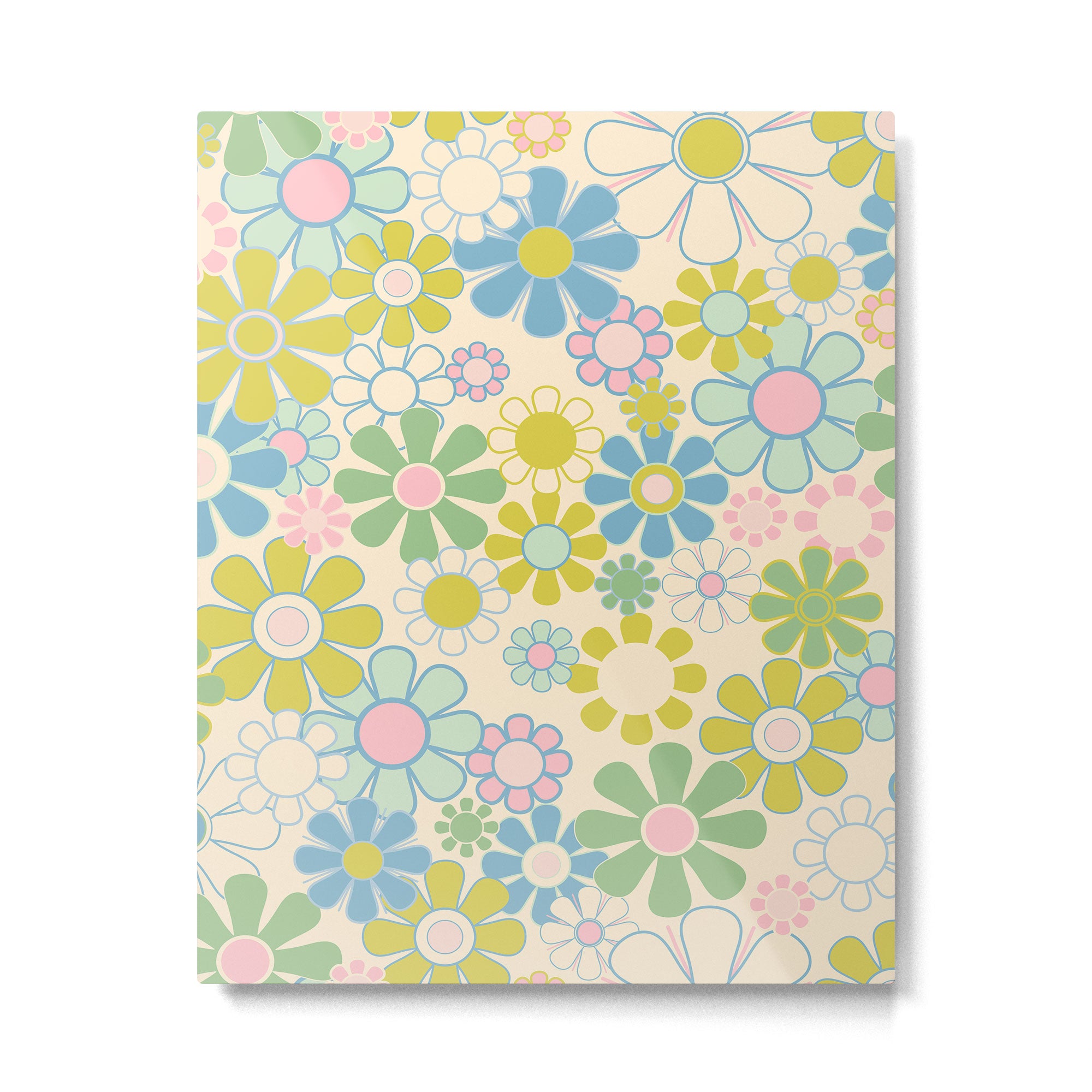 Retro Garden 60s 70s Pastel Floral Pattern on Cream Metal Print Gallery Image 6