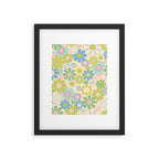 Retro Garden 60s 70s Pastel Floral Pattern on Cream Framed Art Print Gallery Image 6