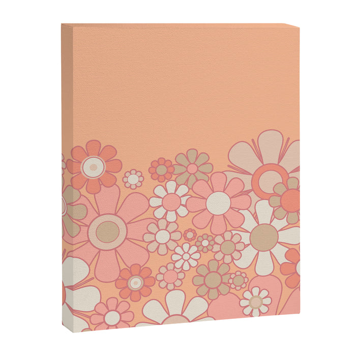 Retro Garden Flower Cuff 60s 70s Pastel Peach Pink Floral Pattern Canvas Print Gallery Image 1
