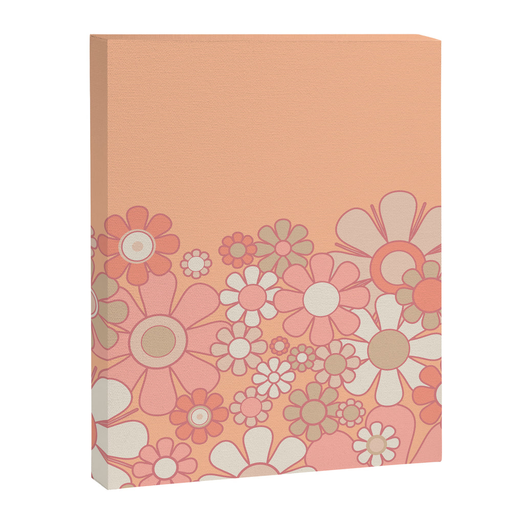 Retro Garden Flower Cuff 60s 70s Pastel Peach Pink Floral Pattern Canvas Print Gallery Image 8