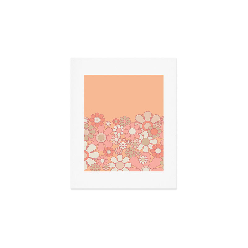 Retro Garden Flower Cuff 60s 70s Pastel Peach Pink Floral Pattern Art Print Gallery Image 1