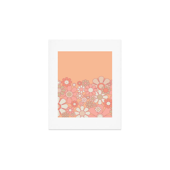 Retro Garden Flower Cuff 60s 70s Pastel Peach Pink Floral Pattern Art Print Gallery Image 1