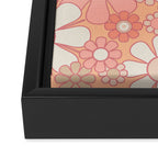 Retro Garden Flower Cuff 60s 70s Pastel Peach Pink Floral Pattern Framed Canvas Print Gallery Image 3