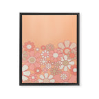 Retro Garden Flower Cuff 60s 70s Pastel Peach Pink Floral Pattern Framed Canvas Print Gallery Image 8