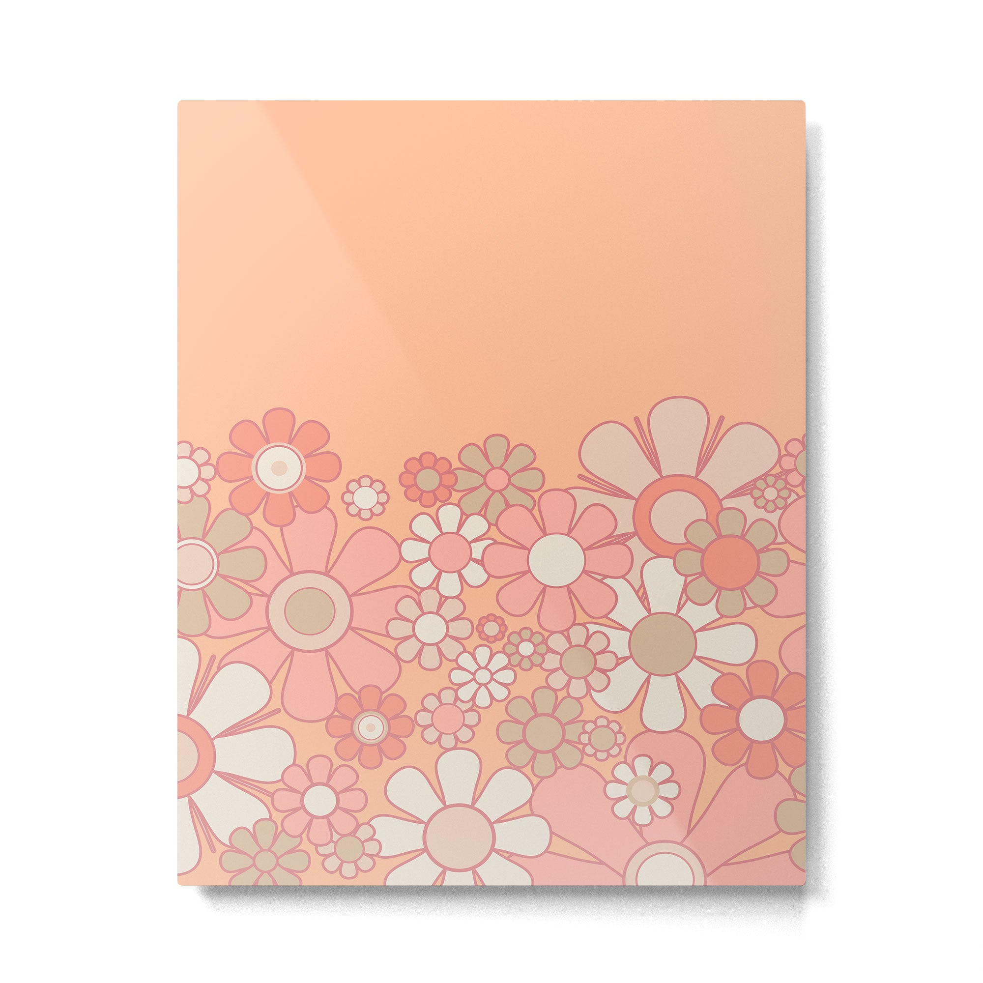 Retro Garden Flower Cuff 60s 70s Pastel Peach Pink Floral Pattern Metal Print Gallery Image 6
