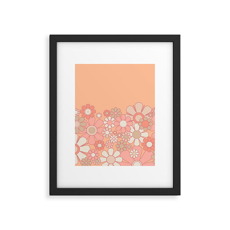 Retro Garden Flower Cuff 60s 70s Pastel Peach Pink Floral Pattern Framed Art Print Gallery Image 6