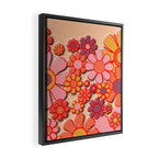 Retro Garden Flower Cuff 60s 70s Puffy Look Pink Peach Orange Pattern Framed Canvas Print Gallery Image 2