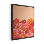 Retro Garden Flower Cuff Puffy Look Pink Peach Orange 60s 70s Pattern Framed Canvas Print Gallery Image 2