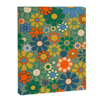 Retro Garden Flowers 60s 70s Floral Pattern in Green Blue Orange Mustard Canvas Print Gallery Image 8