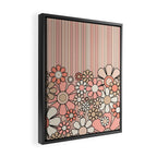 Retro Garden Flowers and Stripes Vintage Aesthetic Blush Pink and Black Floral Pattern Framed Canvas Print Gallery Image 2
