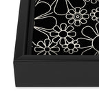 Retro Garden Flowers Contemporary Modern Black and Cream Minimalist Pattern Framed Canvas Print Gallery Image 3