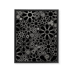 Retro Garden Flowers Contemporary Modern Black and Cream Minimalist Pattern Framed Canvas Print Gallery Image 8