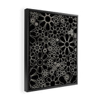 Retro Garden Flowers Contemporary Modern Black and Cream Minimalist Pattern Framed Canvas Print Gallery Image 2