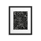 Retro Garden Flowers Contemporary Modern Black and Cream Minimalist Pattern Framed Art Print Gallery Image 6