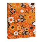 Retro Garden Flowers Groovy Floral Cheerful 60s 70s Pattern in 1970s Orange Brown Cream Beige Canvas Print Gallery Image 8