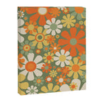 Retro Garden Flowers Groovy 60s 70s Floral Pattern in Mossy Sage Green Orange Yellow Canvas Print Gallery Image 8