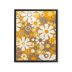 Retro Garden Flowers Groovy 60s 70s Floral Pattern in Ochre Yellow Orange Framed Canvas Print Gallery Image 8