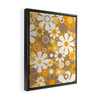 Retro Garden Flowers Groovy 60s 70s Floral Pattern in Ochre Yellow Orange Framed Canvas Print Gallery Image 2