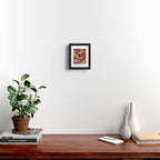 Retro Garden Flowers Groovy 60s 70s Floral Pattern in Pink, Dark Brown, Avocado Green, Orange, and Black Framed Art Print Gallery Image 2