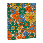 Retro Garden Flowers Groovy 60s 70s Floral Pattern Mustard Green Orange Blue Canvas Print Gallery Image 8